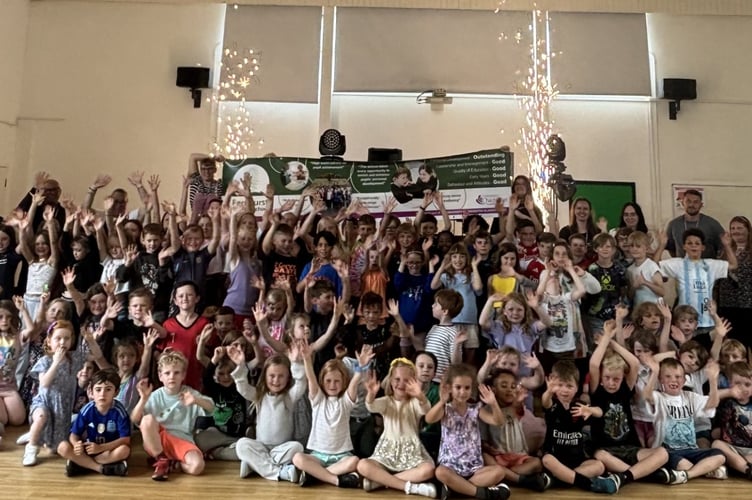 Fernhurst Primary School pupils and staff celebrate their Ofsted success, proudly rated ‘Good’ overall and ‘Outstanding’ for personal development