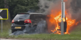 A31 shut as firefighters deal with car blaze