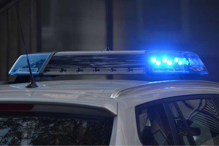 Police car lights arrest stock