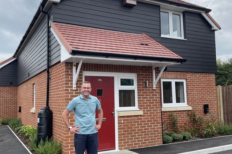 Cllr Dave Busby at Chiddingfold's first new council homes in years, with two families set to move into the initial properties at Turners Mead