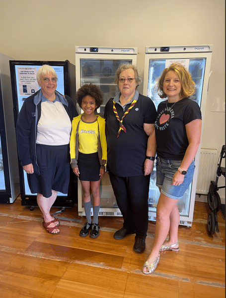 Sue Mitchell, Haslemere District Commissioner: Kim Kilby, Brown Owl, First Camelsdale Brownies: Eden, age 10, Brownie and Victoria Page, Founder of Love Haslemere Hate Waste