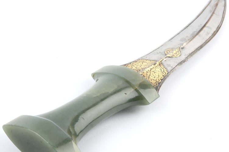 An Indian Jade-hilted Khanjar dagger.