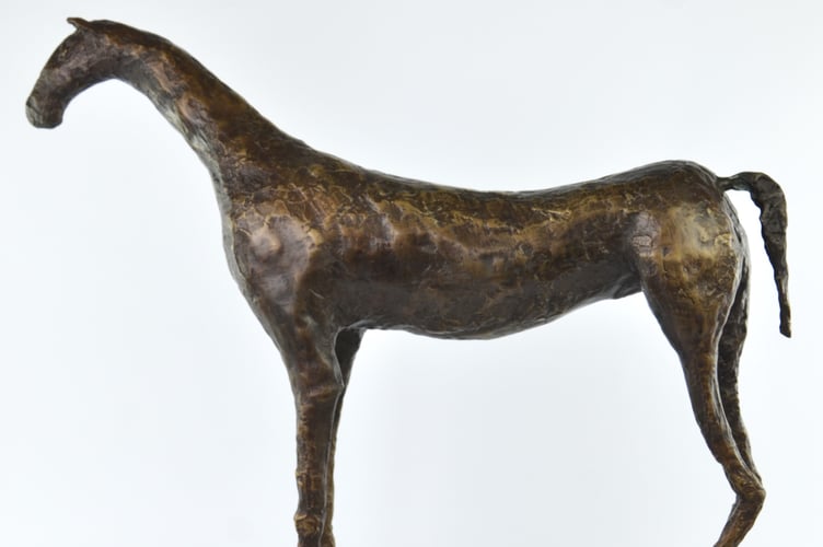 Teddy Carraro modern bronze, Etruscan horse sculpture