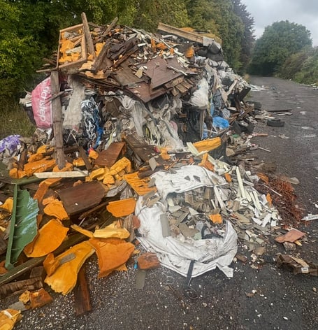 Asbestos fly-tip, Julie's lay-by, A31, Alton, September 3rd 2025.