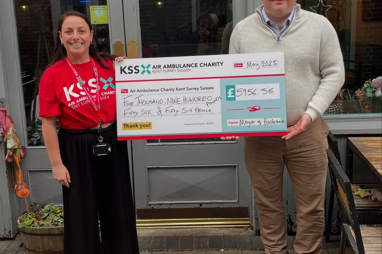 Rachel Oxberry the KSS Surrey Community Fundraiser and Councillor Oliver Leach
