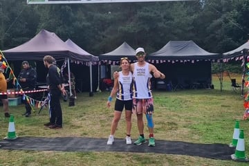 Adam and Lindsay Wade having finished their Backyard ultras