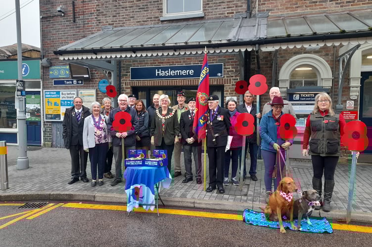 Volunteers at Haslemere Railway Station prepare for the 2025 Poppy Appeal, ready to collect donations and distribute poppies across the town.
