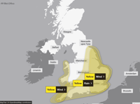 Yellow wind and rain warning for South East