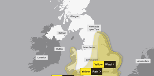 Yellow wind and rain warning for South East