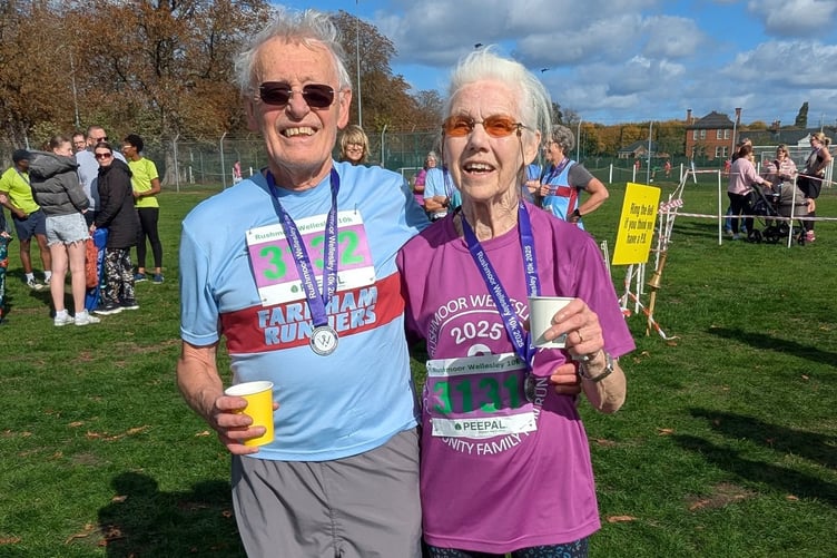 Robert and Jean Drummond after the Rushmoor Wellesley 10k