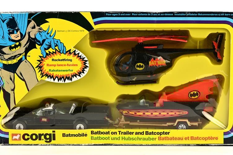 A Corgi No 4 Gift Set, Batmobile, Batboat and Batcopter.