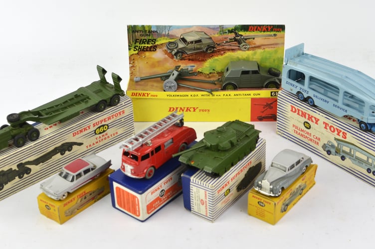 A collection of Dinky die-cast play-worn vehicles.