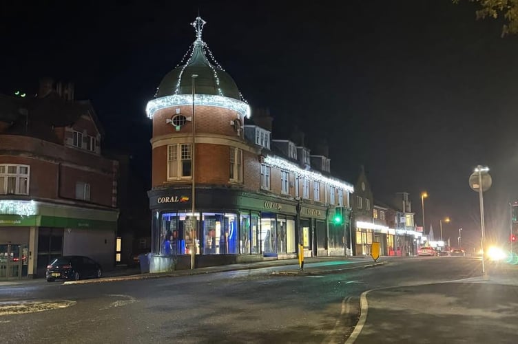 Bordon town centre's Christmas lights.