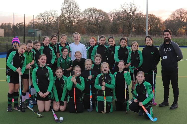Highfield and Brookham girls get hands-on hockey tips from Olympic medallist Ellie Rayer