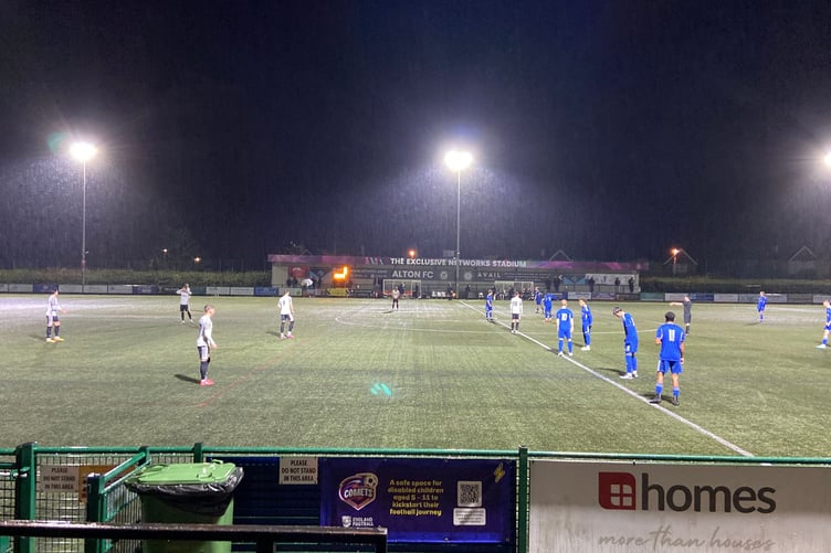 Action from Alton's Cherry Red Records Premier Challenge Cup second round match against Reading City