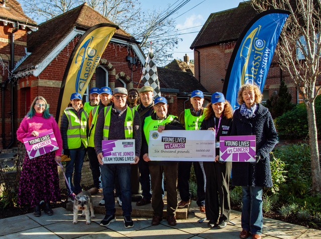 Alton Lions Club presents a cheque for £6,000 to Young Lives vs Cancer, December 7th 2025.