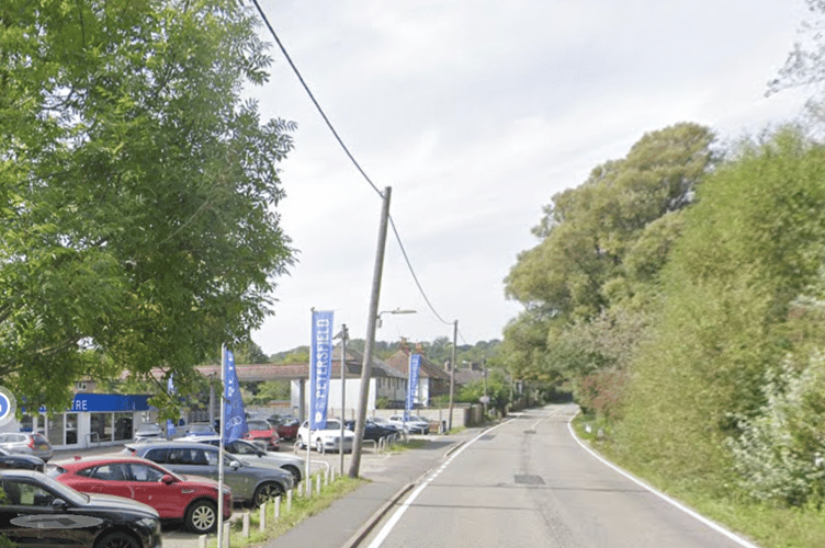 Leaning telegraph A272 Stroud