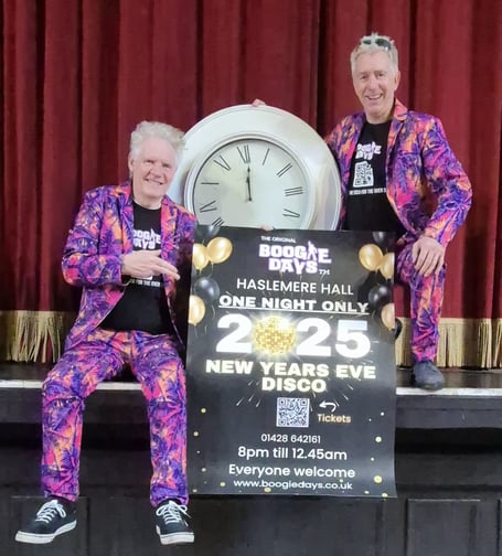 Party in full swing: Boogie Dayers dance the afternoon away at Haslemere Hall, ready to welcome the New Year in style.