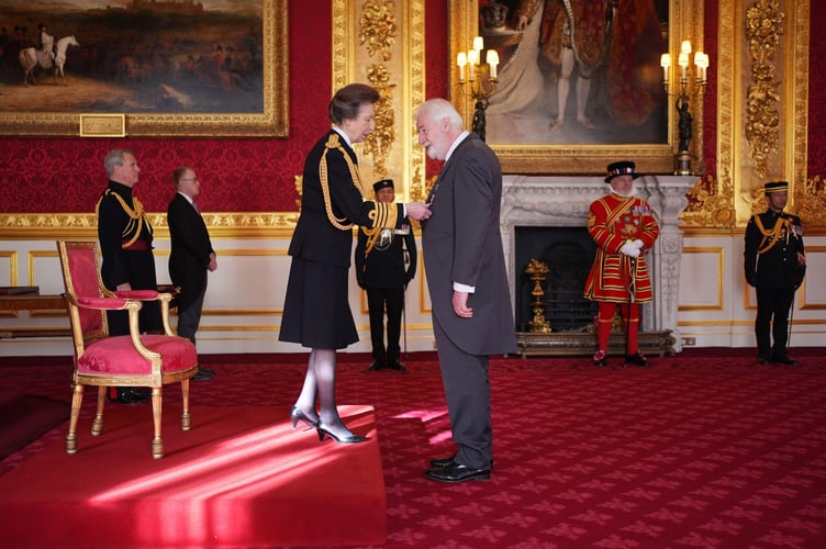 Community champion Ken receives his MBE from Her Royal Highness the Princess Royal at an investiture ceremony at St James’s Palace, in recognition of his outstanding service to Haslemere.