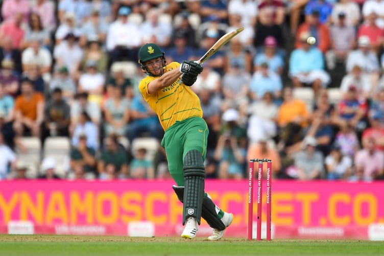 Tristan Stubbs hits a pull shot during the Vitality International T20 match between England and South Africa at The Ageas Bowl, Southampton (Photo: Hampshire Cricket/Dave Vokes)