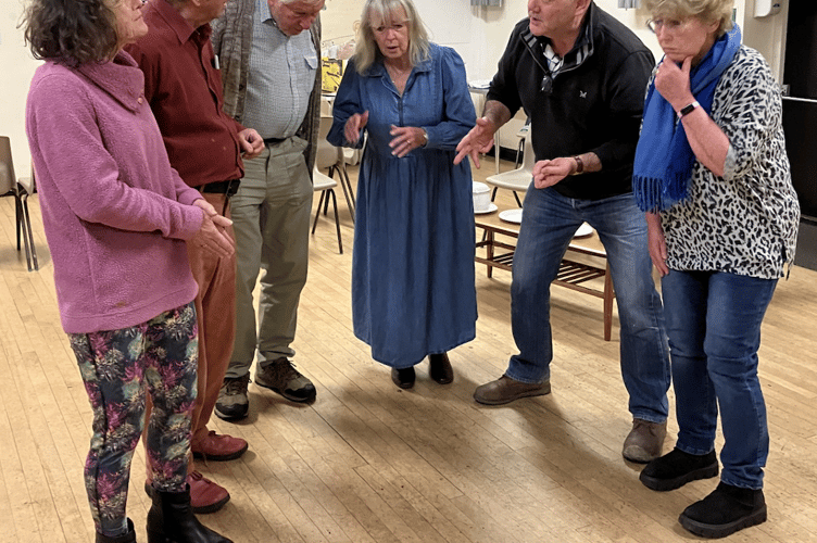 The Players of Elstead Theatrical Society rehearse their comedy Rumours.