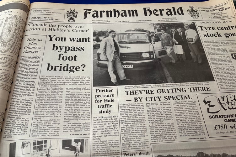 The Farnham Herald front page of September 11, 1987.