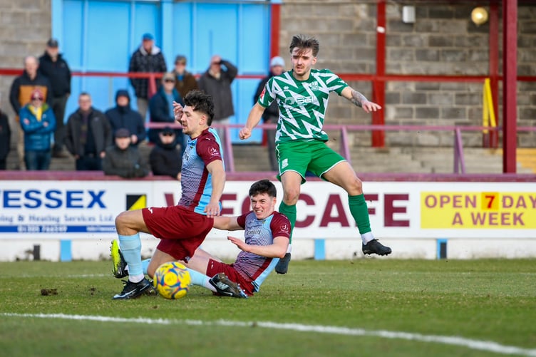Owen Dean fires an effort goalwards