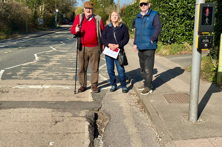 Debbie Curnow-Ford joins Martin and Michael on Hampshire’s “pothole patrol” to check and report road damage. Photo credit: Georgia Tindle