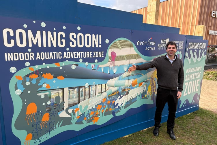 Cllr Andy Tree at the upcoming Aquatic Adventure Zone in Bordon.