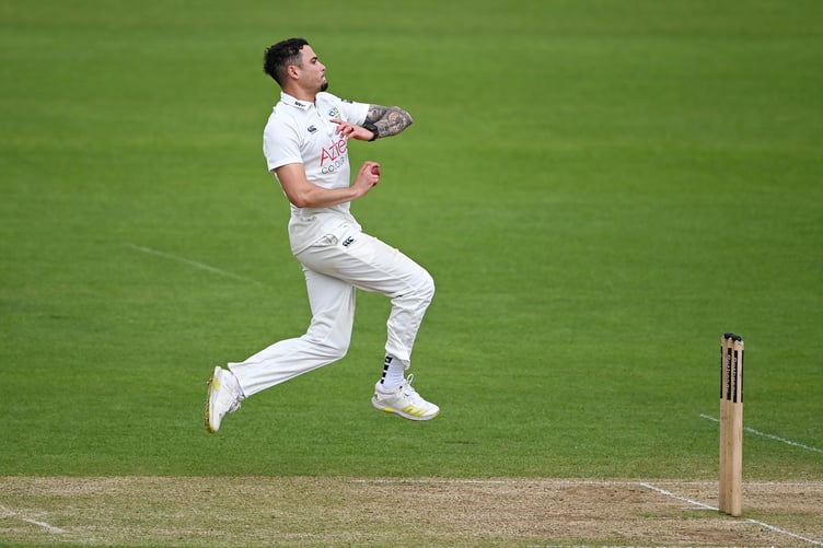 Codi Yusuf in action during the Rothesay County Championship match between Hampshire and Durham at Utilita Bowl (Photo: Hampshire Cricket/Dave Vokes)
