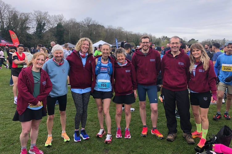 Farnham Runners line up for a team photo before the Fleet half marathon
