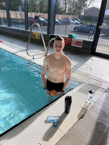 Thomas Le Marchant on the swimming leg of his half Ironman