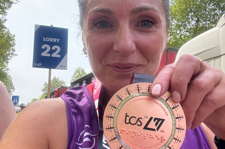 Alison Keyworth running for Royal Surrey at the London Marathon 2026