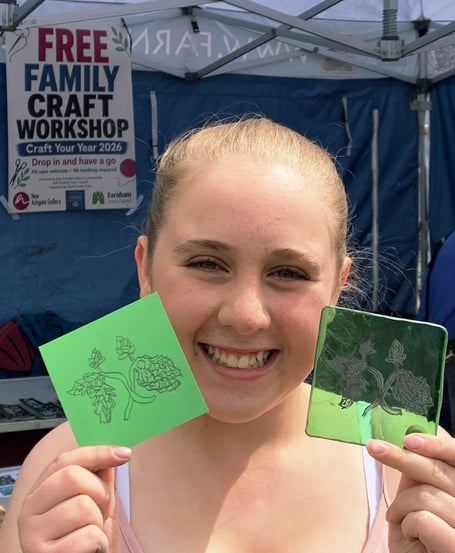 New Ashgate Gallery Craft Your Year 2026 stained glass workshop, Farnham Wellbeing and Sustainability Festival, Gostrey Meadow, May 17th 2026.