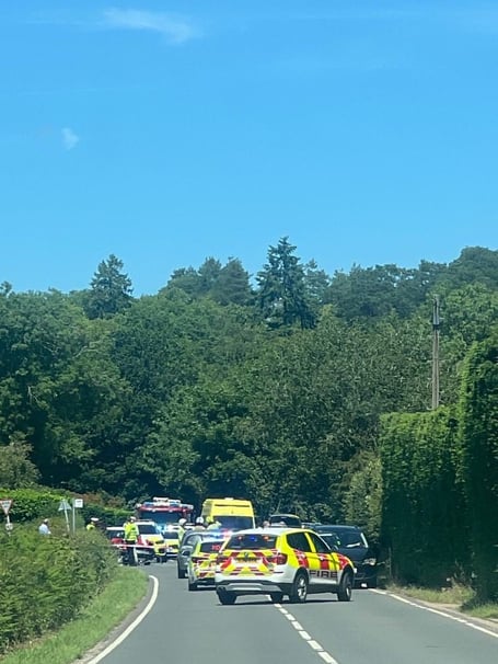 Three injured, including man airlifted, after serious Frensham crash