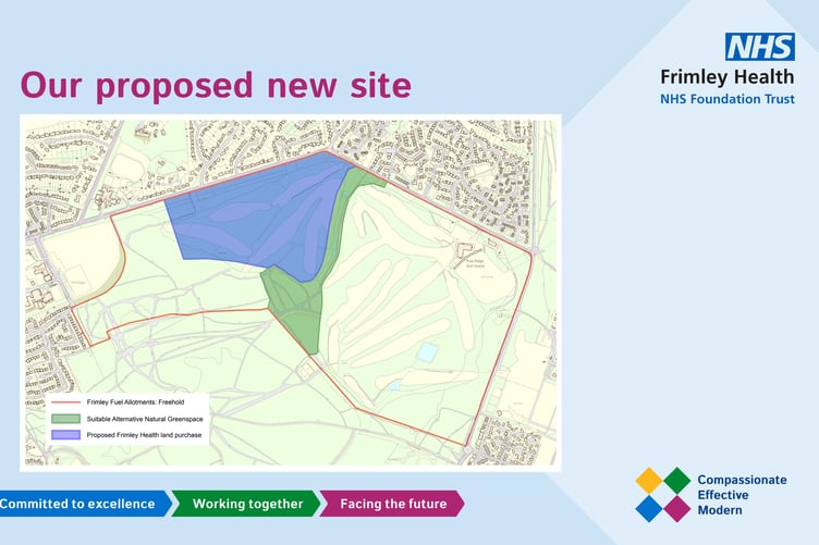 The map of the proposed site for Frimley Park Hospital.
