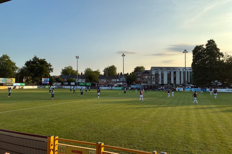Action from Farnham Town's pre-season friendly against Wycombe Wanderers