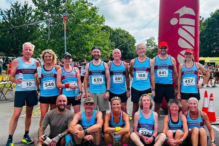 Farnham Runners line up for a team photo at Lordshill
