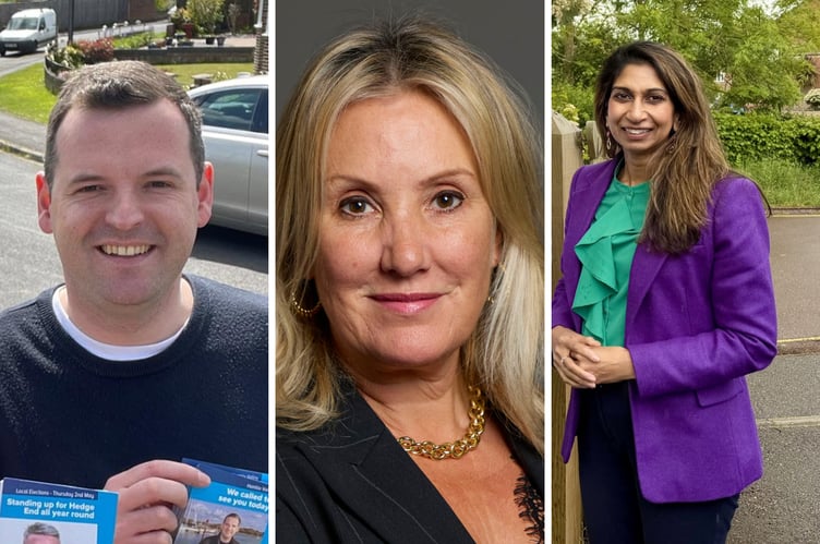 From left, Hampshire MPs Paul Holmes, Caroline Dinenage and Suella Braverman.
