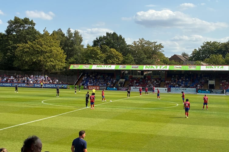 Action from Aldershot Town's National League game against Hartlepool United