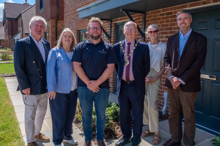 Councillor David Munro, Mayor of Waverley, visits the new affordable homes at Oakland Grove in Chiddingfold.