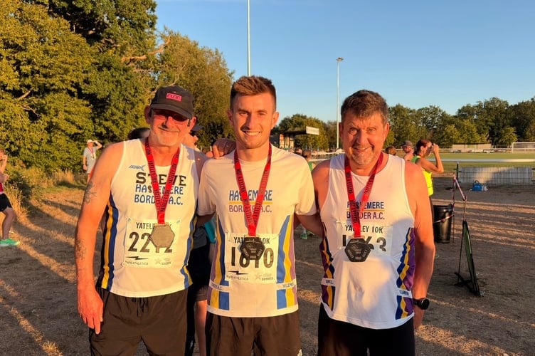 Steve King, Jake Pillans and Dave Bateman at the Yateley 10k