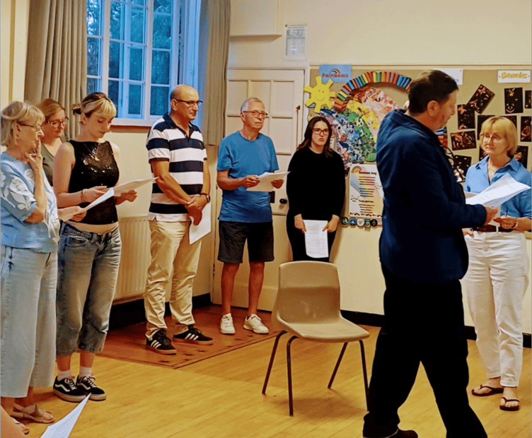 Director Matthew Bearne leads an acting skills and scene study workshop at Elstead Village Theatre, August 2026.
