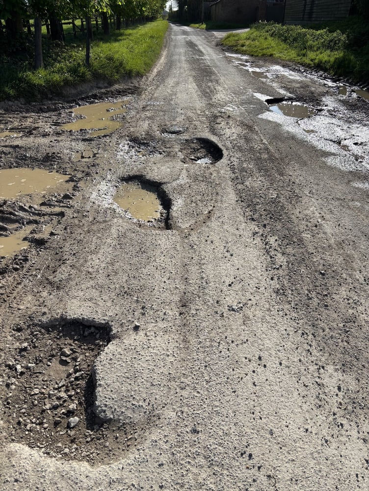 Potholes reported to Hampshire County Council via Fix My Street.