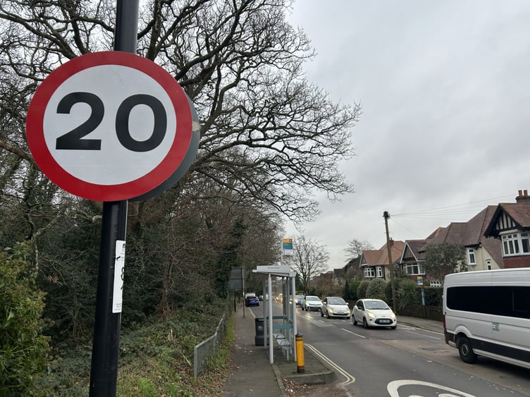 Stock photo of 20mph speed limit sign in Southampton.
